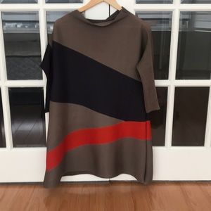 Vintage multi-coloured pleated tunic dress